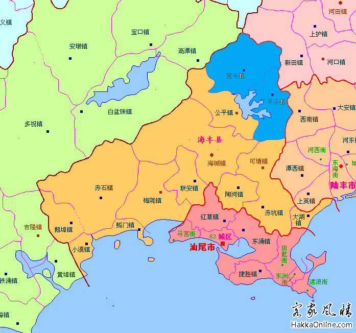 平东黄羌在海丰县的位置示意图