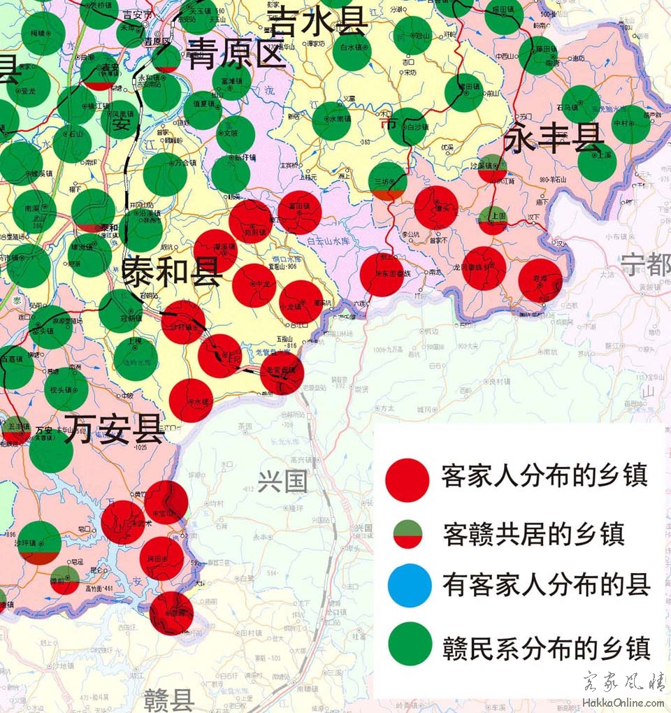 吉安地区客家分布图