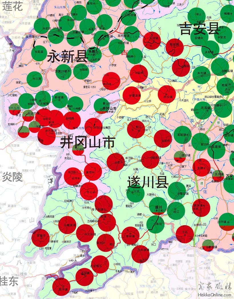 吉安地区客家分布图